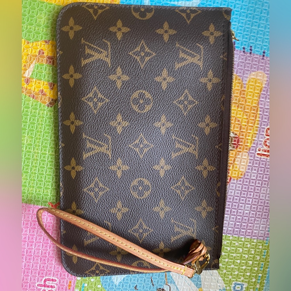 Louis vuitton Monogram Neverfull MM GM Pochette tan